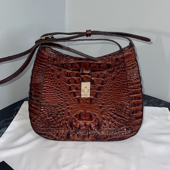 Women’s Bag BRAHMIN Melbourne Leather Pecan Johanna Brown Crossbody AUTHENTIC - Picture 13 of 14